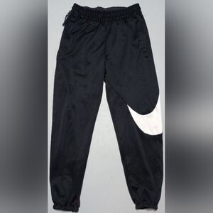 Nike Black Dri Fit Pants with White Swoosh, Size S